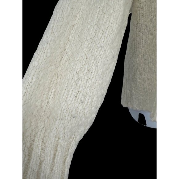 J Crew Womens Ivory Wool Alpaca Blend Chunky Knit Cowl Neck Sweater Size L - Picture 5 of 11